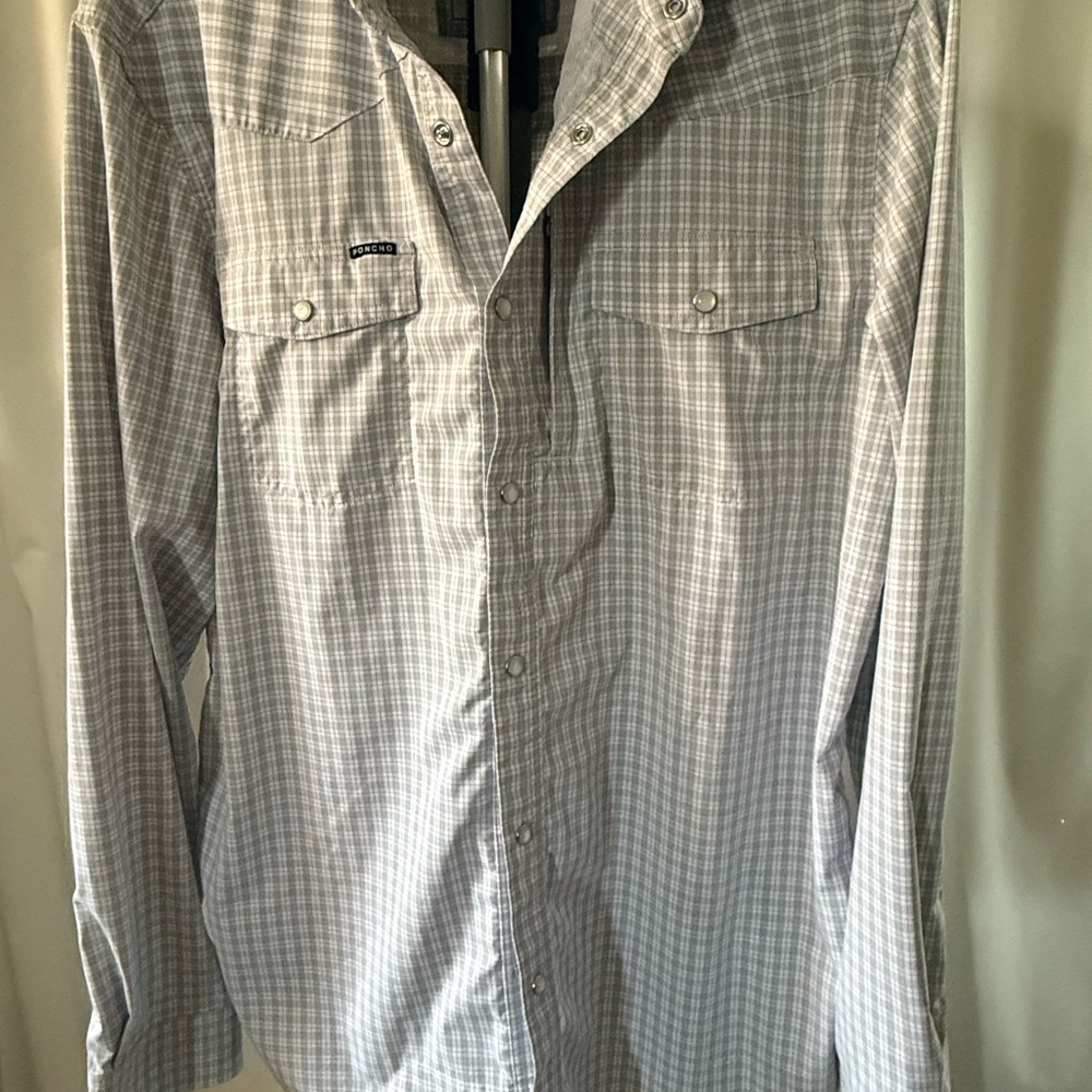 Poncho's Brand Men's Gray Checkered Shirt